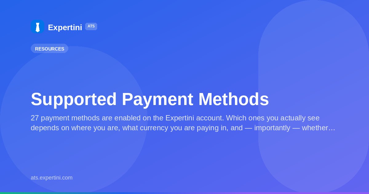 Supported Payment Methods